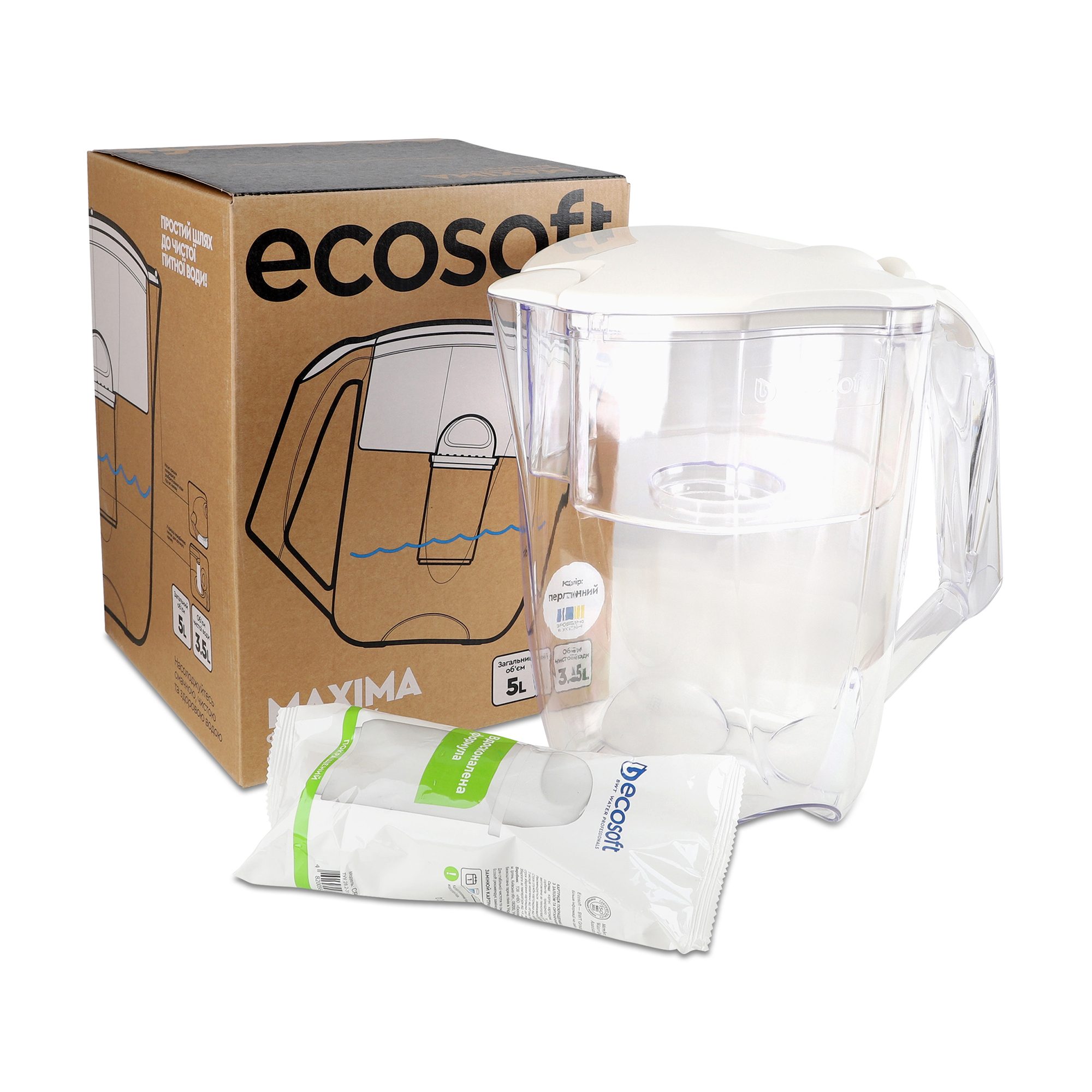 Фільтр-глечик для води Ecosoft Maxima Перлинний, 5 л